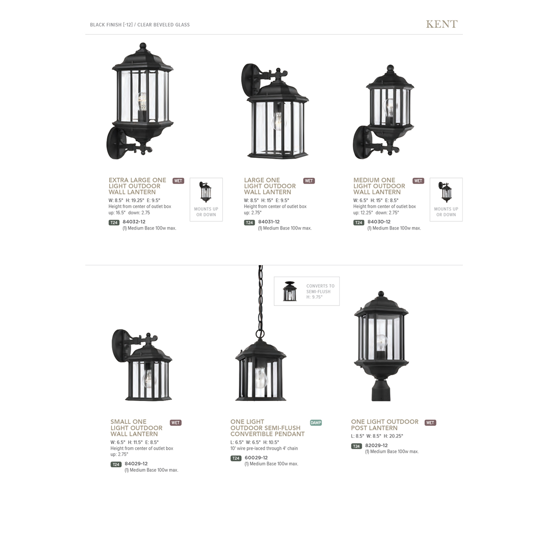 Sea Gull Lighting Kent 1Light Black Outdoor Post Top8202912 The